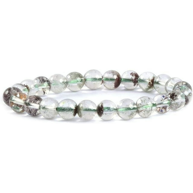 Bracelet Extensible Unisexe en Perles Rondes de 8 mm en Quartz Fantôme Naturel Transparent, Pierre Précieuse, 7 Pouces