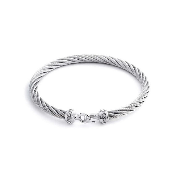 Harley-Davidson Women's 7.5 inch Cable Wire Chain Hook Bracelet - Silver Plating, Harley Davidson