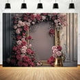 thumbnail image 4 of Retro Wall Wedding Backdrops Frame Style Pink Red Rose Flowers Purple Wall Background Medieval Interior European Style Photo Background Bridal Birthday Girls Women Decoration Backdrop 10X8, 4 of 5
