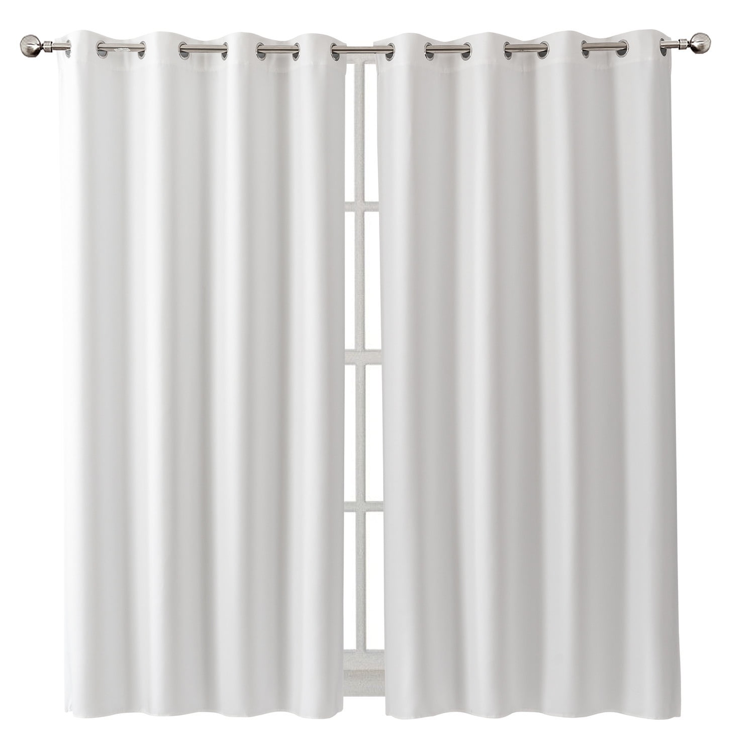 DBOZE Blackout Curtains 52x72 Inch Set of 2, Thermal Insulated Room Darkening Window Curtains with Grommet Top for Bedroom & Living Room(White)
