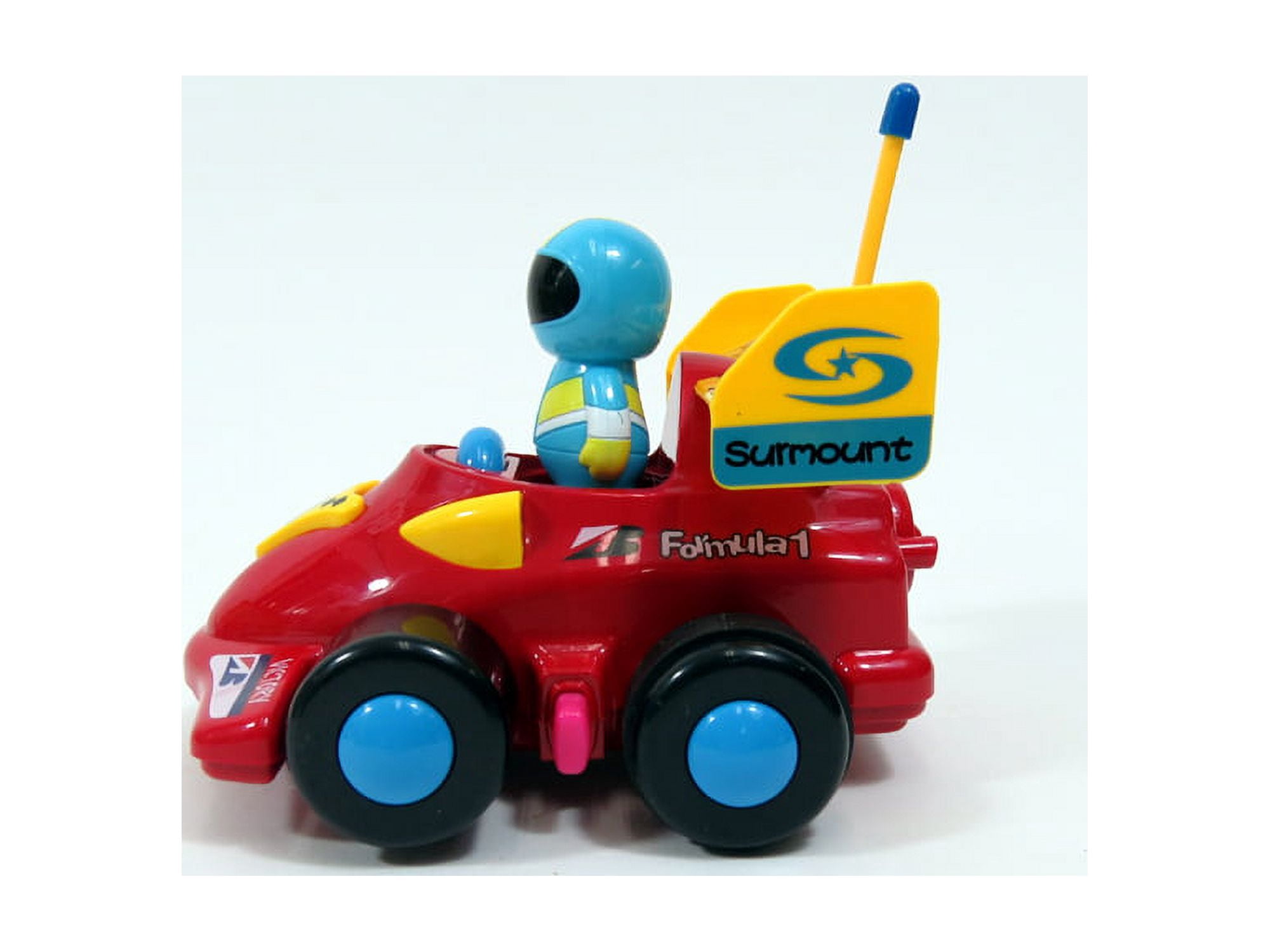 PlayWorld Gobbles of Giggles 4" Cartoon RC Formula Race Car Toy For Toddlers - Red
