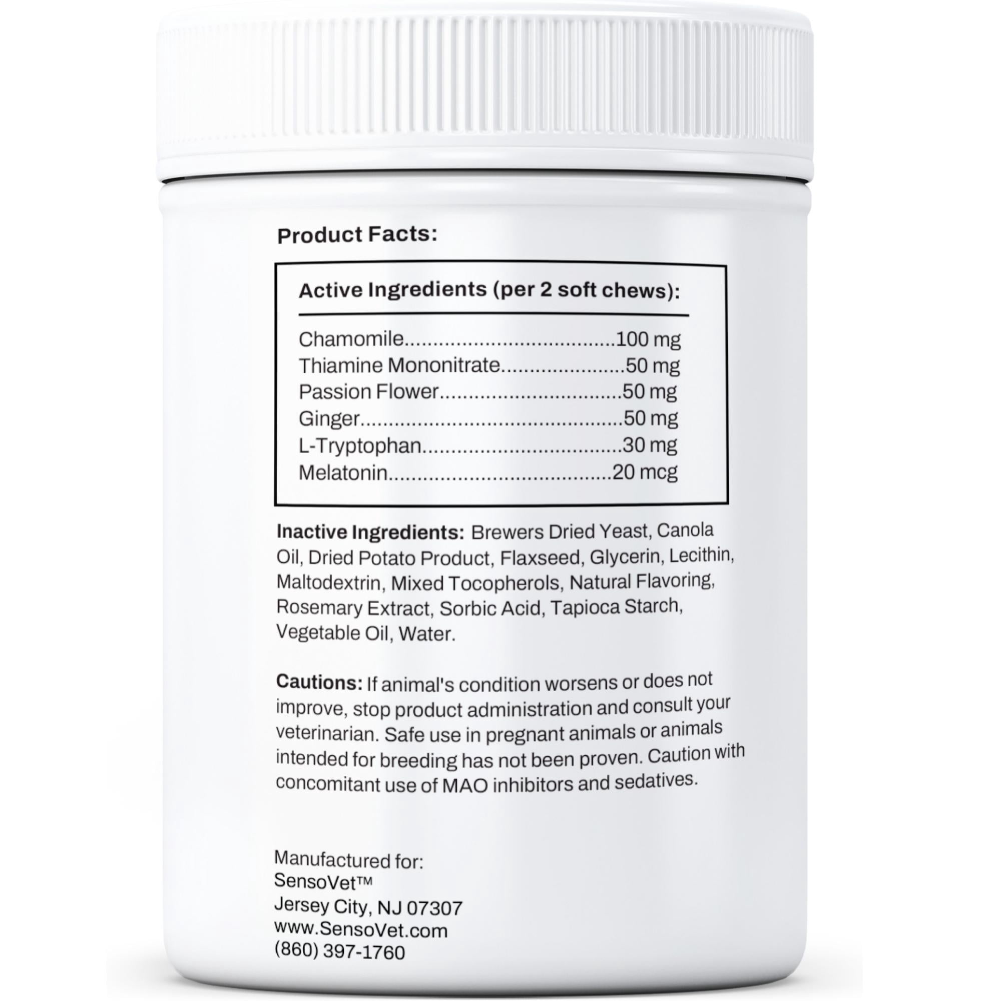 SensoVet Calm & Relax Soft Chews for Dogs - Ginger Melatonin Blend