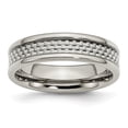 thumbnail image 1 of Acier Inoxydable Poli avec Incrustation de Fibre de Carbone Grise 6mm Bague Taille 8.5, 1 of 6