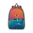 thumbnail image 2 of Rocae Lighthouse and Whale for Durable Canvas Backpack Leisure Large Bag Travel Rucksack Multi-function Backpack Small, 2 of 8