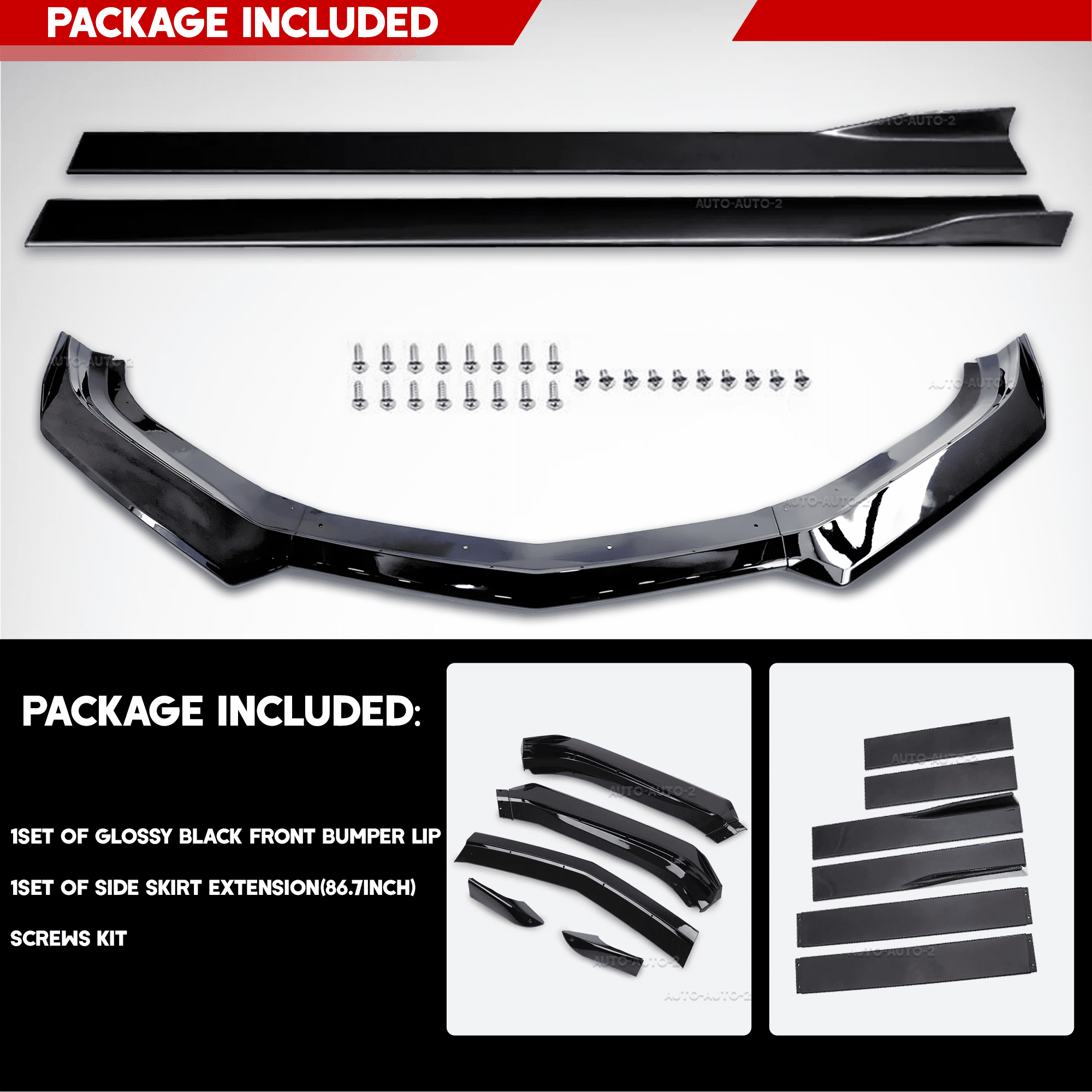 For 2016-24 Chevy Camaro 1LE Front Bumper Lip Side Skirt Body Kits