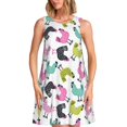 thumbnail image 1 of Balery Funny Chicken Vestidos de verano para mujer con estampado: vestido holgado sin mangas, vestido playero informal y cómodo para días calurosos., 1 of 7