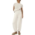 thumbnail image 1 of Gibobby Sudaderas de Forro Polar y Pantalones Conjunto de pantalones de manga corta para mujer, suéter de punto informal y cómodo, Color sólido, a la moda(Blanco,XL), 1 of 5