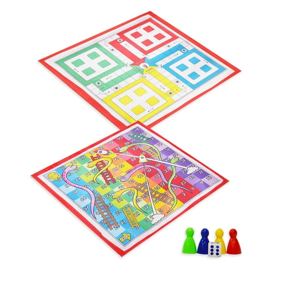 Ludo Board Game | Snake & Ladder Mat Game, 2 In 1 Fun Playing Foldable 15 Inch Mat - 2 To 4 Players, Suitable For 5 Years & Up - Multicolor