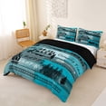 thumbnail image 2 of Catabedysis Vintage Camping Bedding,Camper Tent Print Duvet Cover Full For Boys,Teal Beige,Black Reversible,3 Pieces,1 Duvet Cover and 2 Pillowcases, 2 of 6