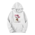 thumbnail image 3 of GaThRRgYP Womens Sweatshirts Long Sleeve V Neck Shirt,Women Long-sleeved Hooded Pocket Halloween Printed Casual Loose Sweatshirt White XXXL, 3 of 4