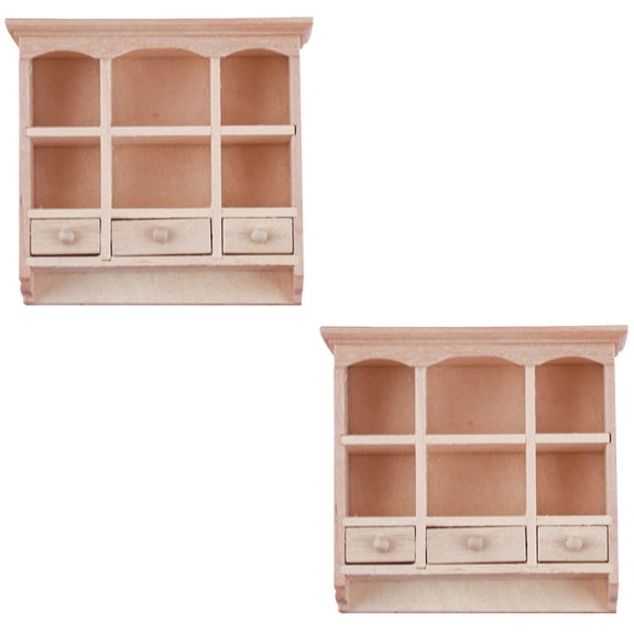 2 Pieces Bay Miniature Wall-mounted Cabinet Simulated Toddler