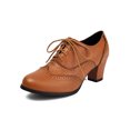 thumbnail image 4 of YLYL Women's Wingtip Oxfords Shoes Chunky Mid Heel Lace up Vintage Dressy Brogues Pumps Shoes, 4 of 8