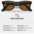 thumbnail image 3 of Ray-Ban RB2140 ORIGINAL WAYFARER CLASSIC Square Shaped Non-Polarized Sunglasses for Men & Women - Includes Official RAYBAN Eyewear Kit - Ideal Formal & Casual Wear Sunglasses - Brown Lens, 3 of 7