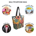 thumbnail image 7 of FORMRS Womens Canvas Tote Bag with Zipper Inner Pocket Shoulder Handbag, Red Colorful Flowers with Dots, 7 of 7