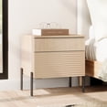 thumbnail image 2 of Modern Minimalist Nightstand With 2 Drawers,Reeded Wood End Table With Built-In Charging Station For Bedroom, Living Room,Entryway, 2 of 10