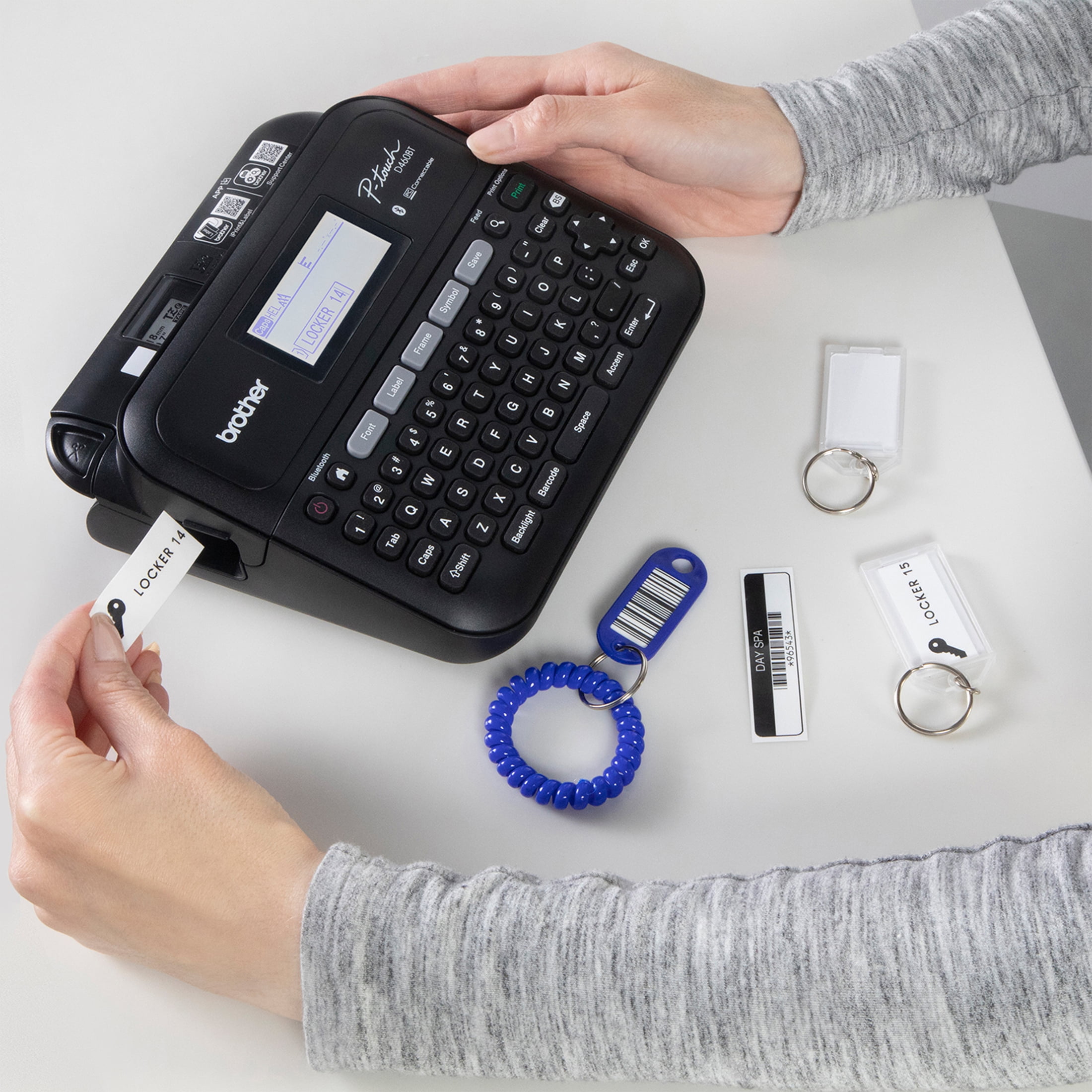 Brother P-touch Business Expert Connected Label Maker PT-D460BTVP with Bluetooth® Connectivity, includes Carry case and 4m Black Print on Clear Sample Label Tape ~1/2” (12mm)