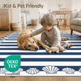 thumbnail image 4 of ODIKA 3'x5' Washable Throw Rug Stain Resistant, Low Profile, Non-Slip Striped Marine Coral Reef Seashell Border Starfish Motifs Nautical Flowing for Entryway, Kitchen, Mudroom, 4 of 7