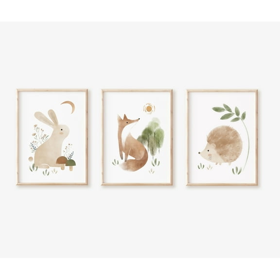 Woodland Nursery Decor, Woodland Wall Decor, Woodland Wall Art, Nursery Wall Decor, Woodland Art Print Set of 3 UNFRAMED