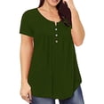 thumbnail image 1 of Askfv Women's Plus Size Henley Top V Neck Button Up Tunic Tops Casual Short Sleeve Ruffle Blouse Shirts, 1 of 4
