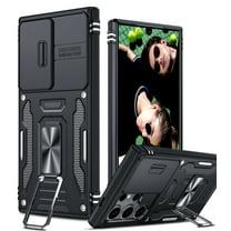 LeYi Case for Samsung Galaxy S24 Ultra, S 24 Ultra 5G Case with Slide Camera Cover , Full Body Military-Grade Case with Upgrade Kickstand for Galaxy S24 Ultra, Black
