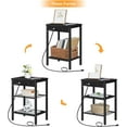 thumbnail image 3 of HOOBRO 3-Tier 15" End Table with USB Port & Adjustable Shelves Living Room Brown BB112BZ01, 3 of 10