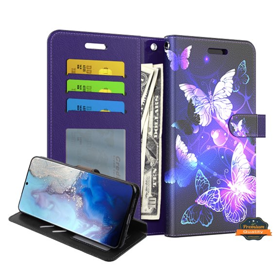 Xpression Case for Apple iPhone 13 Pro (6.1") Wallet Case Pattern Design PU Leather Credit Cards Holder, Wrist Strap & Stand Flip Pouch Phone Cover [Butterfly]