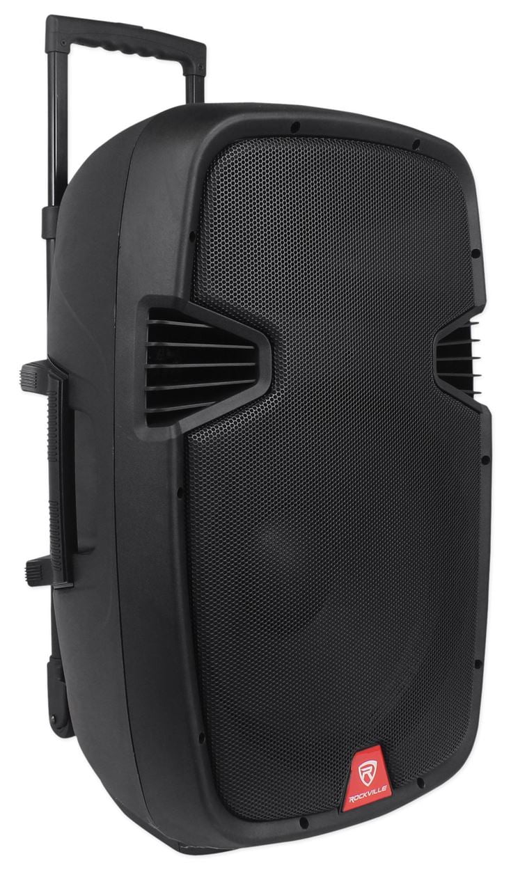 Rockville RAM15BT 15" Rechargable Powered 800W PA Speaker, 2 Mics