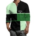 thumbnail image 2 of Men's St. Patrick's Day Irish Henley Shirt 3/4 Sleeve Color Block Clover Top, 2 of 7