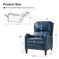 thumbnail image 3 of Genuine Leather Recliner Chair Push Back Wingback with Nailhead Trim for Living Room Bedroom Turquoise, 3 of 10
