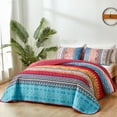 thumbnail image 5 of Boho Quilt Queen Size Rose Red Bohemian Lightweight Microfiber Bed Decor Bedspread for All Season 96"x90", 5 of 6