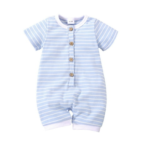 

EnJoCho Beach Romper for Baby Kids Baby Girls Boys Shorts Sleeves Stripe Ribbed Romper Bodysuit Jumpsuit Suit Toddler Boys Trendy Clothing Casual Bodysuit