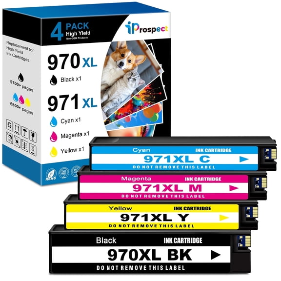 970XL 971XL Ink Cartridges High Yield Replacement for  970XL 971XL 970 971 Compatible with Officejet Pro X476dw X576dw X451dw X551dw X451dn X476dn Printer,4 Pack
