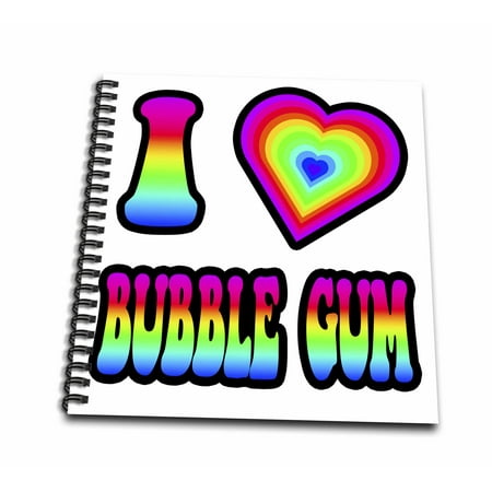 3dRose Groovy Hippie Rainbow I Heart Love Bubble Gum - Mini Notepad, 4 by 4-inch