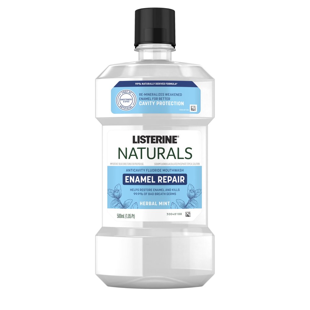 Listerine Naturals Enamel Repair Fluoride Mouthwash, Mint, 500 mL