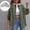 Army Green, variant on Women Black Hooded Denim Jacket, Distressed Ripped Relaxed Fit Streetwear Outerwear,Size M