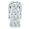 thumbnail image 4 of SuTry Women's Fall Loungewear Elegant Print V-Neck Long Sleeved Comfy Slim Fitting Mid Length Nightgown for Suitable for Lounging(Gray#3,S), 4 of 6
