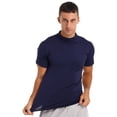 thumbnail image 2 of XUNZOO T-Shirt de Base à Col Montant Ajusté Décontracté Thermique pour Homme Col Roulé Léger à Manches Courtes Bleu TG, 2 of 7