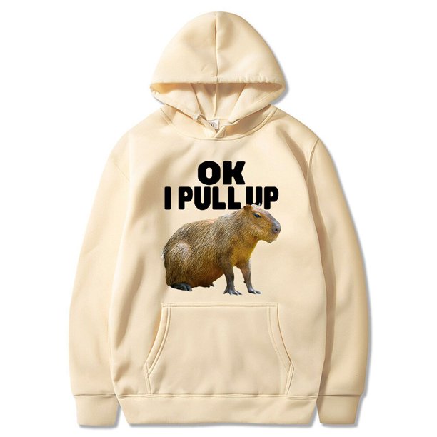 Sudadera con capucha con estampado gráfico para hombre, ropa de calle informal, Vintage, Ok I Pull Up, Capybara, jerséis góticos, Harajuku xuanjing unisex
