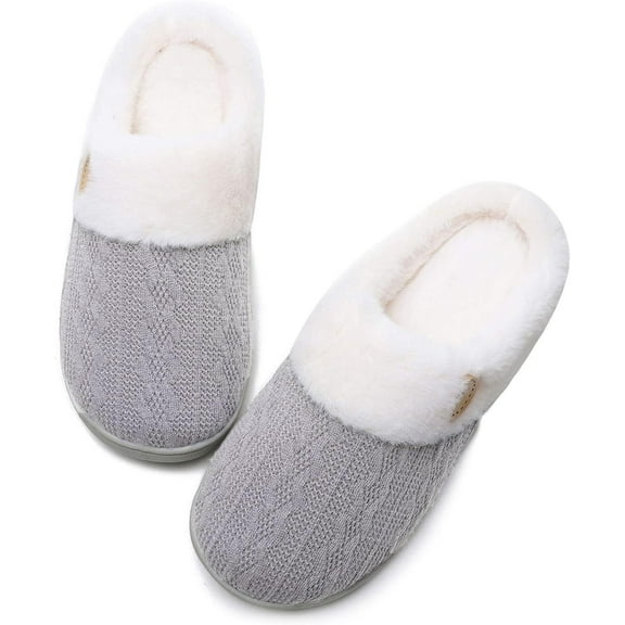 Puntoco Women'S Shoes Clearance,Ladies Memory Foam Slippers Non-Slip Rubber Bottom Ladies Home Slippers Warm Plush Lining Shoes Gray