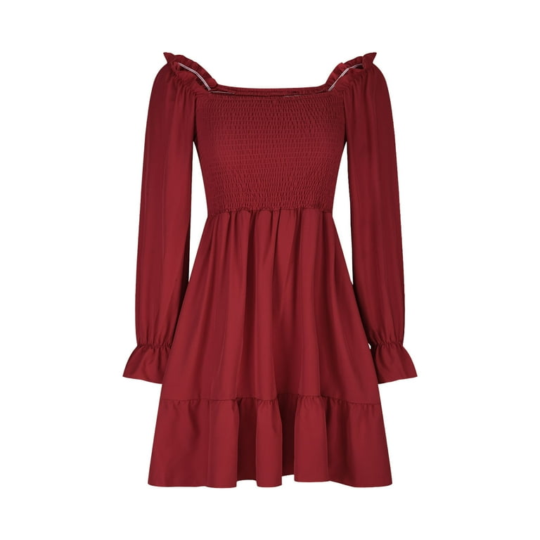 sweater bodice long sleeve dress Sweater-Bodice Long-Sleeve Dress