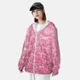 thumbnail image 3 of Daiia Pink Glitter UPF 50+ Sun Protection Hoodie Jacket Lightweight Long Sleeve Sun Shirt for Women Men with Pocket Hiking Outdoor-Small, 3 of 7