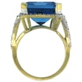 thumbnail image 2 of 10K Yellow Gold Diamond Natural Swiss Blue Topaz Ring Emerald-cut 18x13mm, size 6, 2 of 3