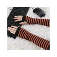 thumbnail image 5 of INSPIRE CHIC Women's Fingerless Gloves Printed Elbow Length Knitted Arm Warmers Orange Black, 5 of 6