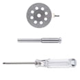 thumbnail image 2 of Disco de corte de diamante de 20 piezas de 22 mm con 4 mandriles de 3 mm y 1 destornillador de cruz de cristal para herramientas de precisión Dremel, 2 of 7