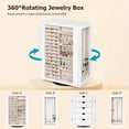 thumbnail image 3 of 360° Rotating Jewelry Box for Women, Wooden Large Jewelry Organizer with 5 Drawers, Vertical Open Design Jewelry Organizers and Storage for Earring Ring Necklace Bracelet, 3 of 8