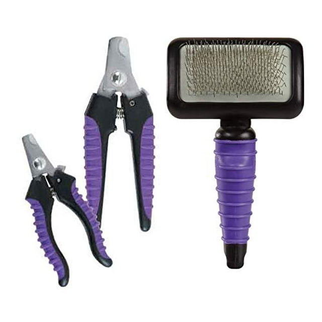 MPP Kit d'Outils de Toilettage pour Chien 3 Pcs Violet Ensemble de Fournitures de Toilettage Professionnel de Base