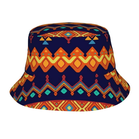 ZICANCN Boho Indian Seamless Background Bucket Hat, Unisex Print Double-Side-Wear Bucket Hat for Golf Fishing Beach Outdoor
