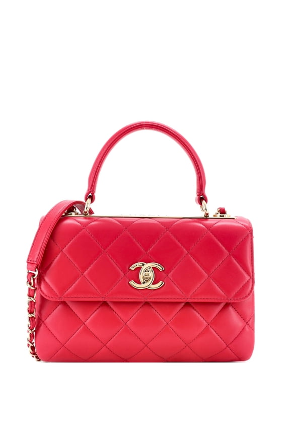 Pre-Owned Trendy CC Top Handle Bag Quilted Lambskin Small By Rebag