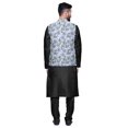 thumbnail image 3 of Atasi Mandarin Collar Traditional Solid Kurta Pajama With Printed Jacket Set, 3 of 3