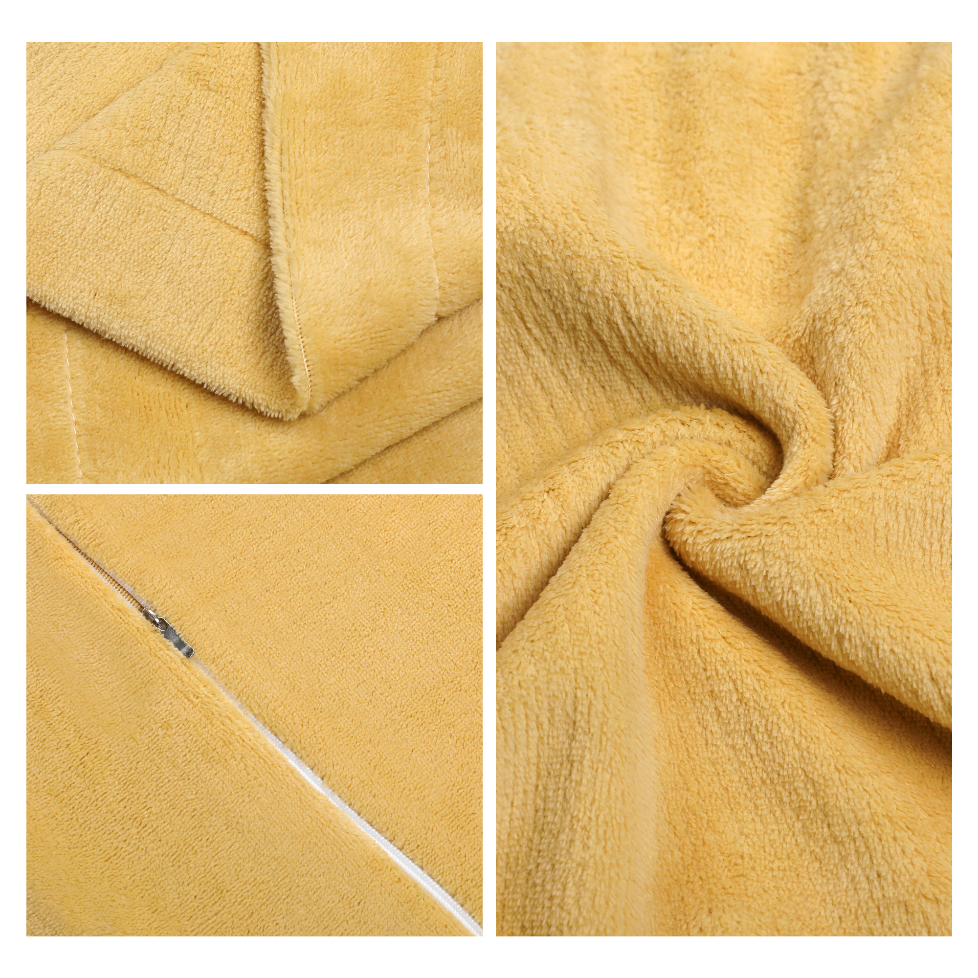 Unique Bargains Velvet Pillow Cases Pillow Covers with Zipper Closure 2pcs Queen Khaki